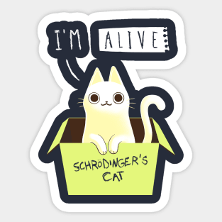 Schrödinger's Cat Dead or Alive - Day Cat in a Box - Funny Physics Sticker